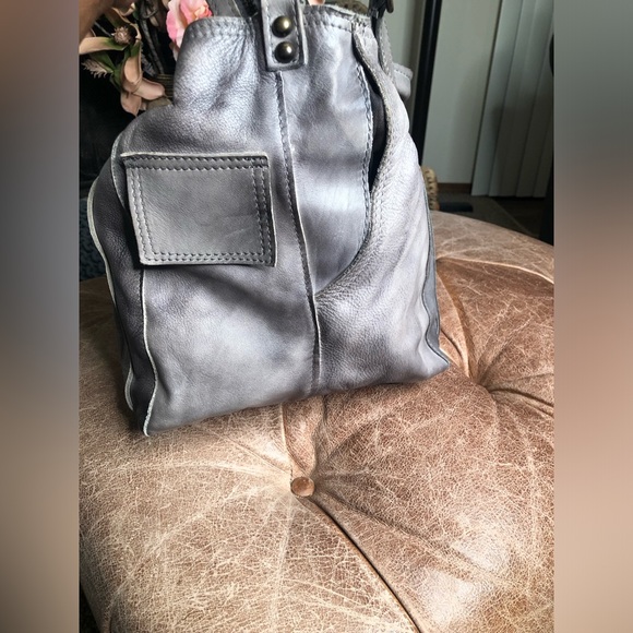 Distressed grey leather Made in Italy bag - Picture 2 of 12